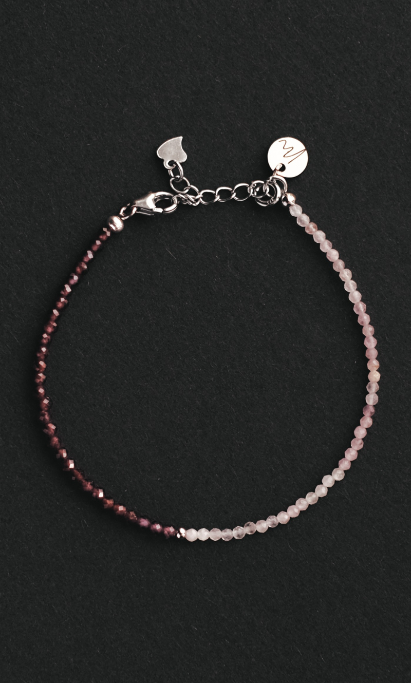 Браслет "Memo Duo" из граната и розового кварца