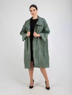 Кожаный плащ длинный пальто оверсайз