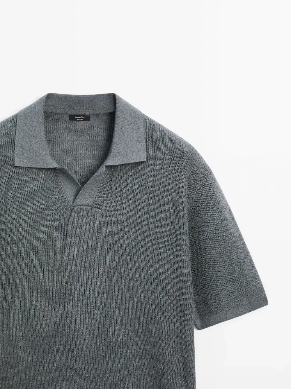 Massimo Dutti Футболка-поло  из хлопка и льна, аквамарин