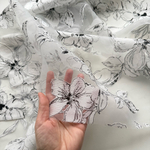 Крупные хлопковые цветы на сетке