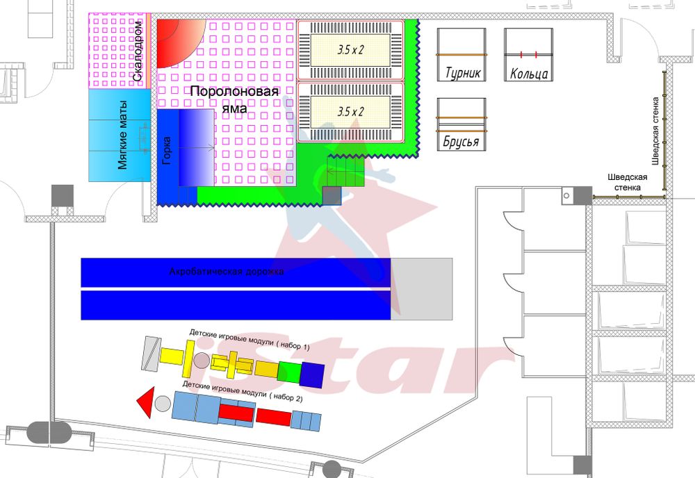 Гимнастический центр - план зала в Москве