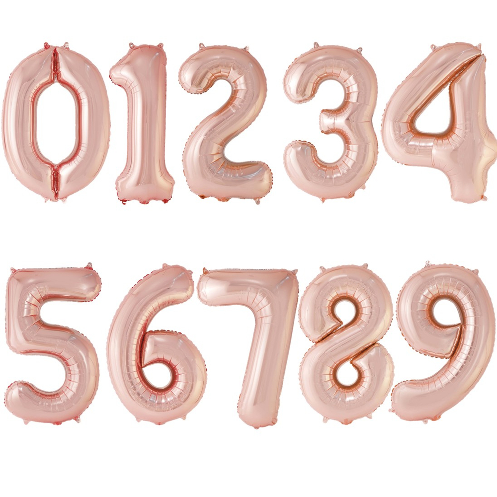 Фольгированные цифры в цвете розовое золото, 102 см
