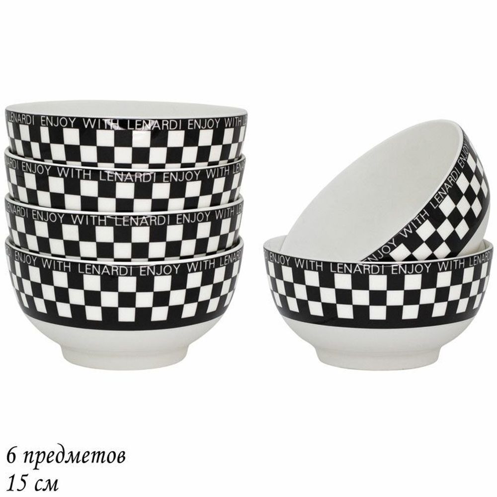 Lenardi 205-422 Набор из 6 салатников 15х6,5см ENJOY в под.уп.(х6)Фарфор