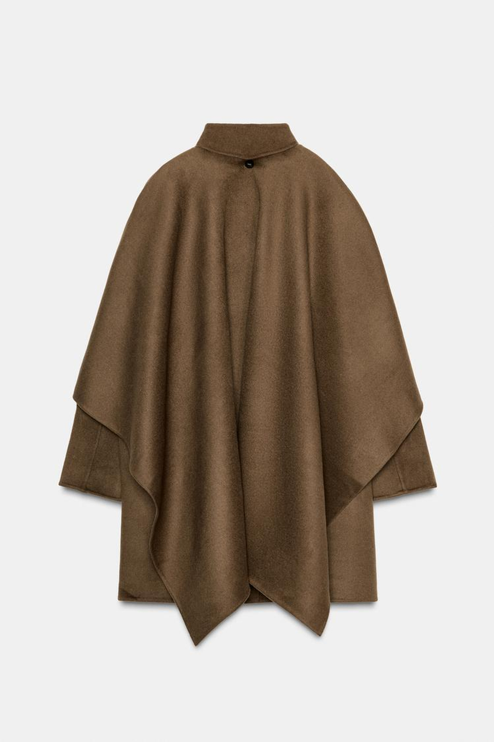 ZARA ПАЛЬТО-КЕЙП ИЗ ШЕРСТИ — ZW COLLECTION, ХАКИ