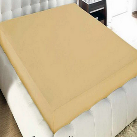 Простыня трикотажная на резинке "П37. БЕЖЕВАЯ", борт 20 см, 100% хлопок, Россия.