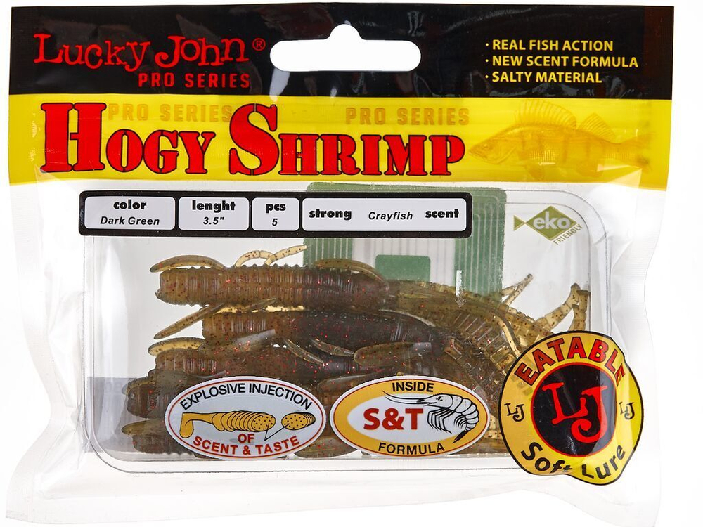 Мягкая приманка Lucky John Series HOGY SHRIMP 3.5in (89 мм), цвет SB05, 5 шт.