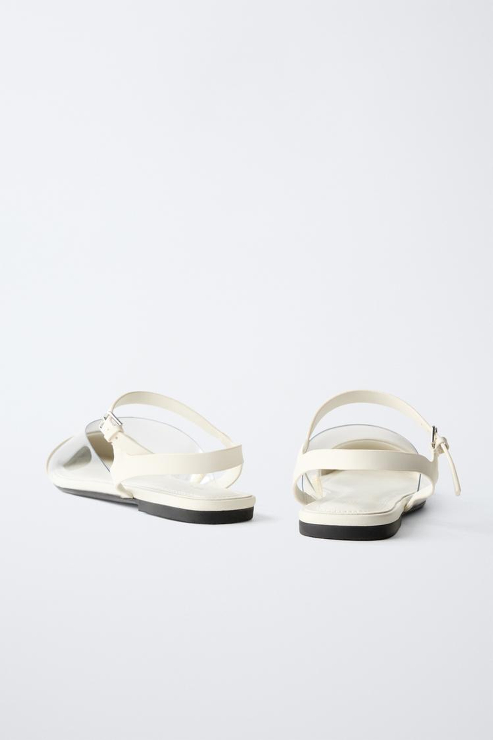 ZARA ТУФЛИ С ОТКРЫТОЙ ПЯТКОЙ ИЗ ВИНИЛА, БЕЛЫЙ