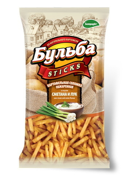 Соломка картофельная "Бульба стикс" 75г. Сметана-лук Белпродукт