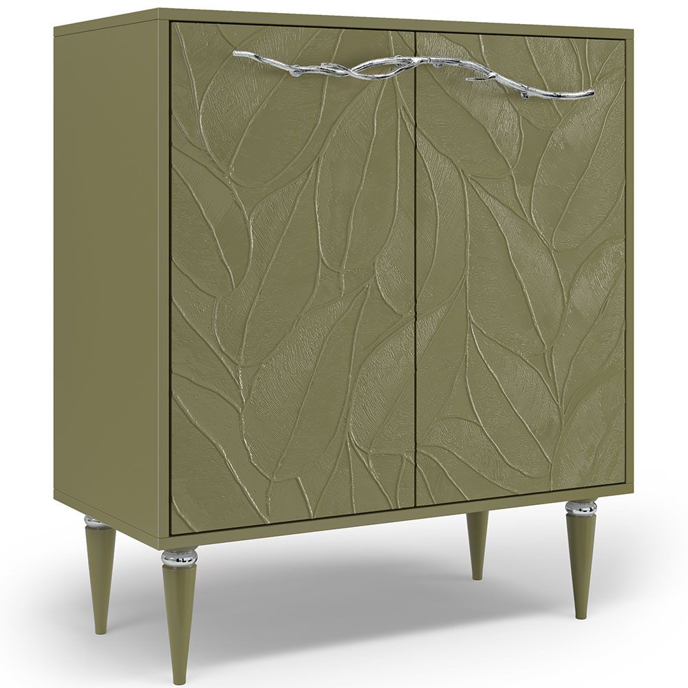 Комод Арт Колор leaves Классик Сильвер с 2 полками Зеленая олива