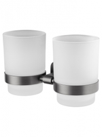 Два стакана для зубных щеток с держателем WONZON & WOGHAND GRAFFITY, Темный графит (WW-9328-GM)