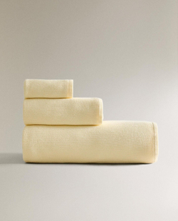 Zara Home - Банное полотенце с тонкой вафельной текстурой, желтый, 30х50 см
