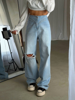 Джинсы корсетные рванные