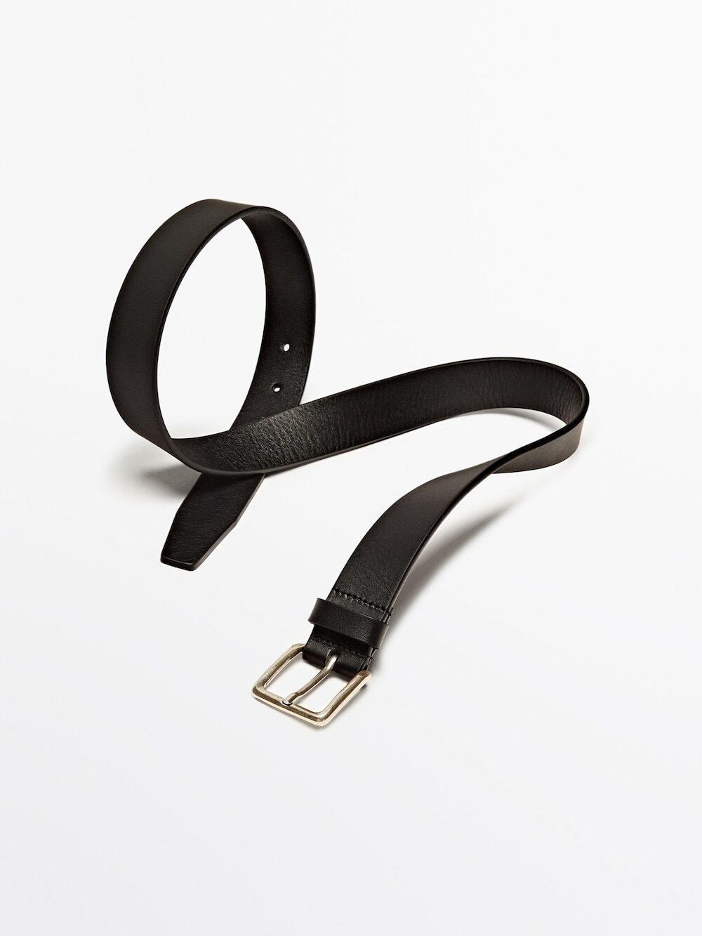 Massimo Dutti Ремень из мягкой кожи наппа, черный