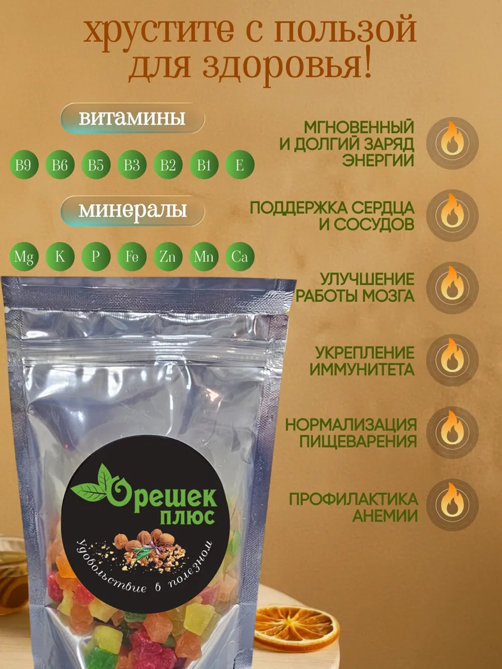 Цукаты кубики крупные120гр