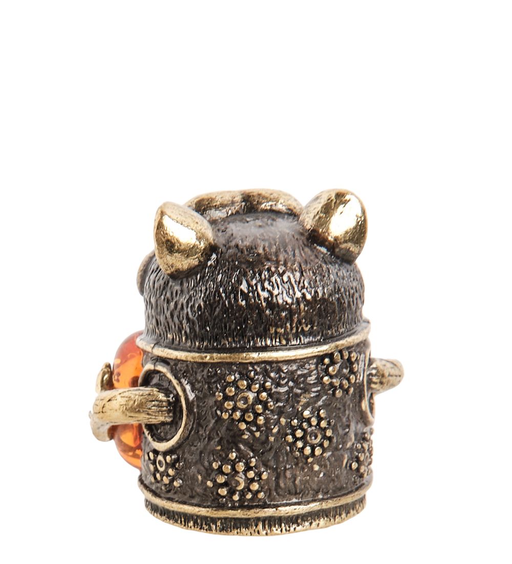 AM-1013 Фигурка «Колокольчик-Крысик» (латунь, янтарь)