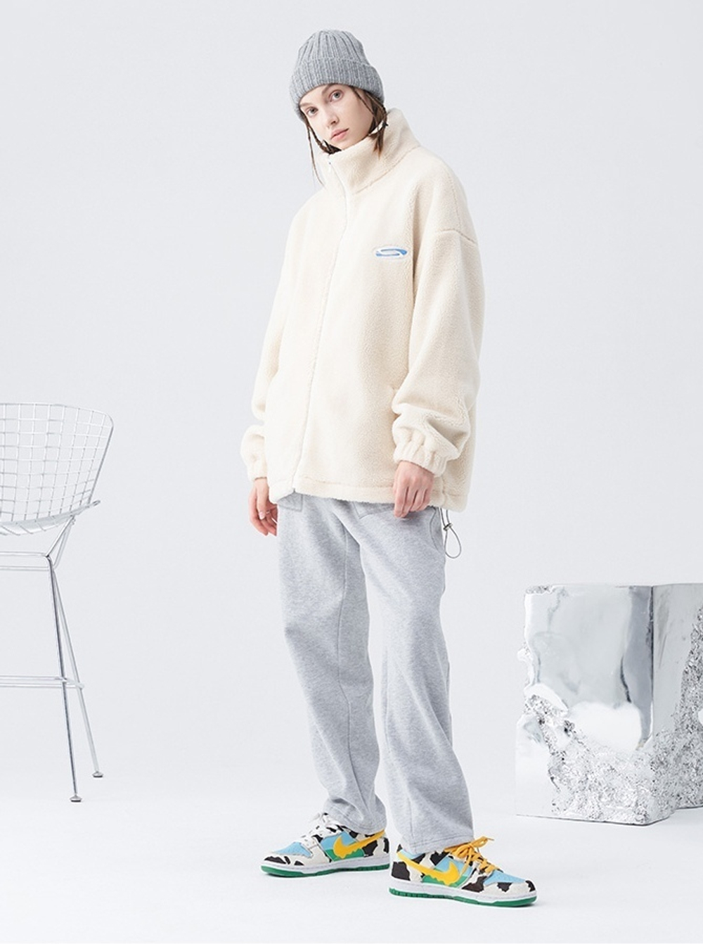 Шерповая куртка HARSHandCRUEL Oversized Sherpa Jacket with High Collar