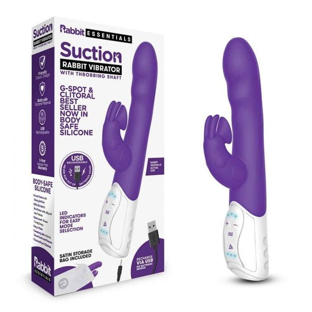 Фиолетовый вибромассажер с клиторальной стимуляцией Clitoral Suction Rabbit - 24,5 см.