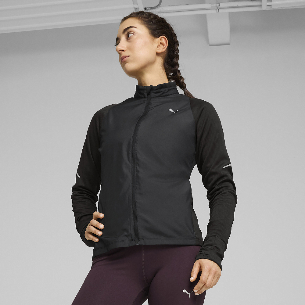 Женская олимпийка PUMA RUN GRID FLEECE/WOVEN JACKET