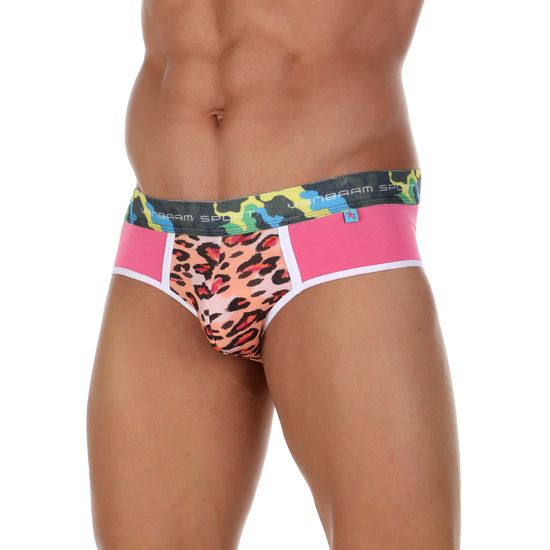 Мужские брифы розовые с леопардовой вставкой Van Baam VB50759
