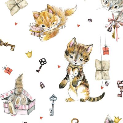 милые котята акварельный принт