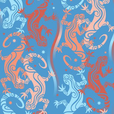 Танцующие ящерицы на синем