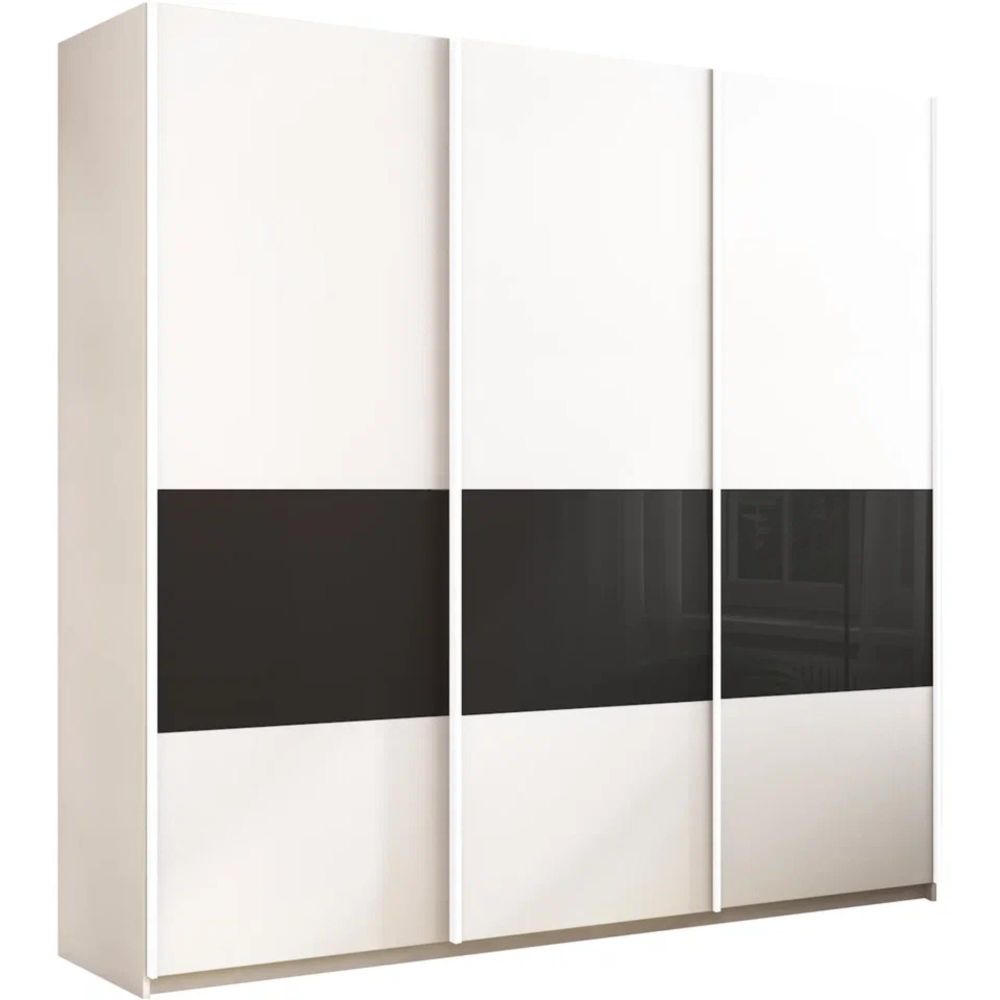 Шкаф-купе Прайм 3-дверный 2400 (Белый снег/Черное стекло), МК Е1