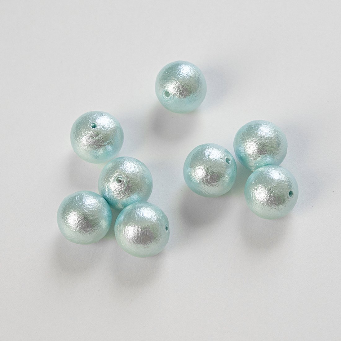 Хлопковый жемчуг, оттенок "Aqua", шар 14мм, сквозное отверстие