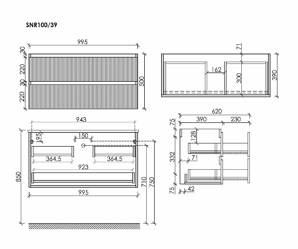 Тумба с раковиной Sancos Snob R SNR100/39W/CN7027 Bianco