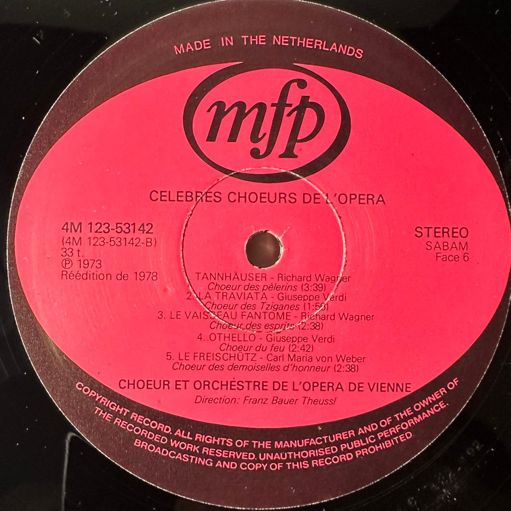 Оркестр Венской Государственной Оперы – Известные Оперные Хоры 3LP (Голландия 1978г.)