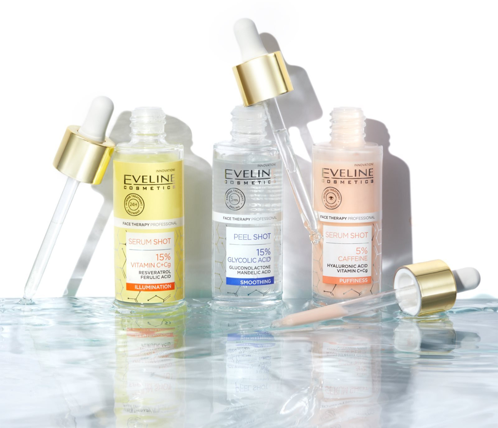 Eveline Cosmetics Serum Shot 15% Glycolic Acid - разглаживающий скраб для лица для выравнивания тона кожи /   30  ml  / GTIN 5903416039563