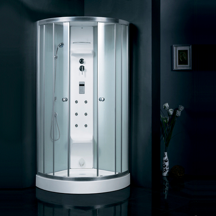 EAGO Душевая кабина с паром и гидромассажем 900х900х2300mm, задняя серебристая стенка DZ951F6