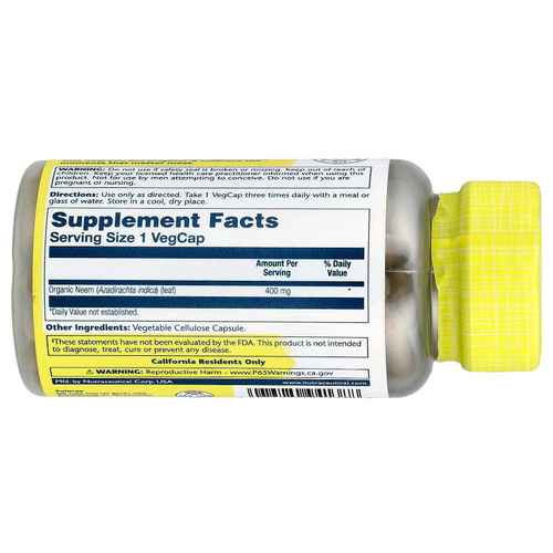 Solaray, ним, 400 мг, 100 растительных капсул