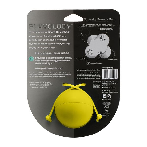 Жевательный тройной мяч Playology SQUEAKY BOUNCE BALL для собак средних и крупных пород с пищалкой и с ароматом курицы, цвет желтый
