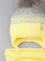 Шапка зимняя вязаная с помпоном и снуд для девочки