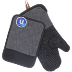 Прихватка в наборе с прихваткой-варежкой «PRIME», цвет черный, силикон, 25*17 см и 34*18 см