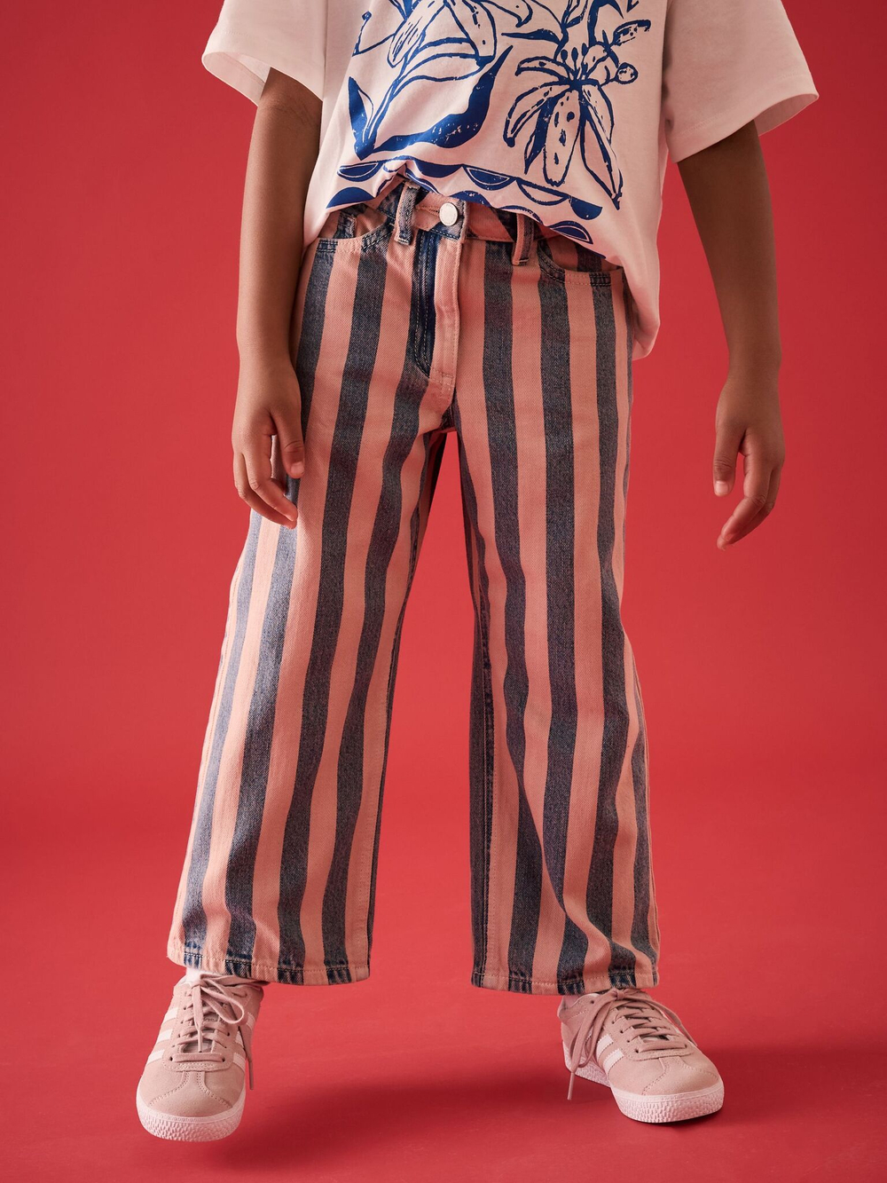 Джинсы широкие для девочки Next E85-929, Розовый, Синий