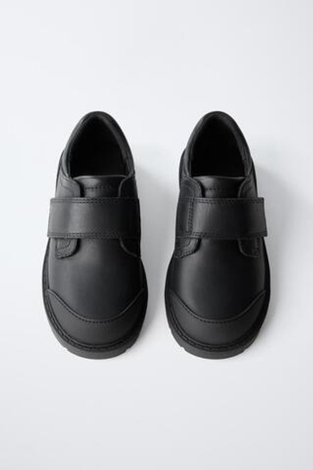 ZARA ШКОЛЬНЫЕ КОЖАНЫЕ ТУФЛИ, ЧЕРНЫЙ