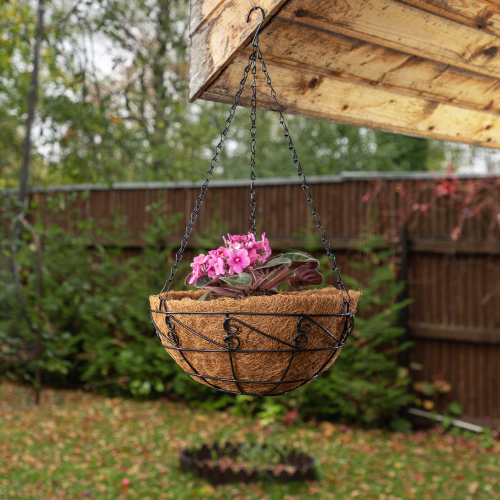 Кашпо подвесное с орнаментом, с кокосовой корзиной, диаметр 30 см Palisad