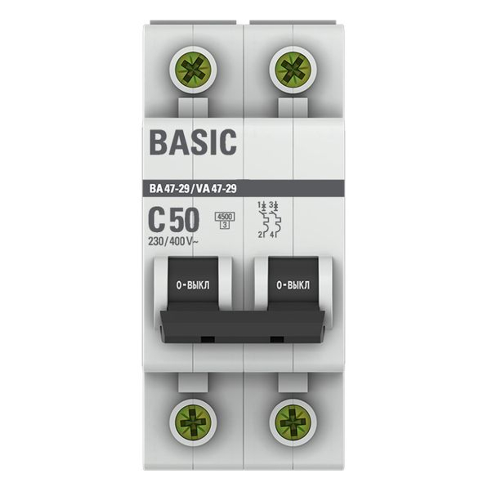Автоматический выключатель 2P 50А (C) 4,5кА ВА 47-29 Basic