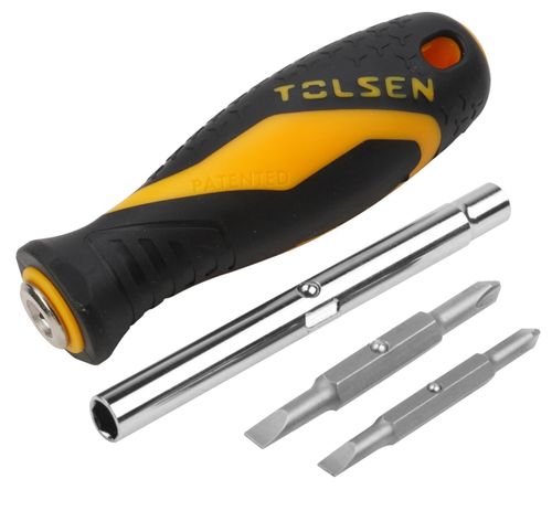 TOLSEN (TT20043) Отвертка со сменными вставками (битами), 6 в 1