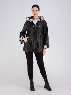 Куртка из натуральной кожи с капюшоном двустороннее
