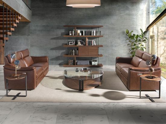 Диван 3-х местный 6166/KM5035-3P-M1595 кожаный с механизмом релаксации