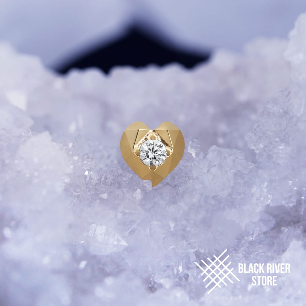 Heart Faceted Crystal PVD Yellow