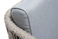 "Канны" кресло плетеное из роупа, каркас алюминий светло-серый (RAL7035) муар, роуп серый меланж круглый, ткань светло-серая