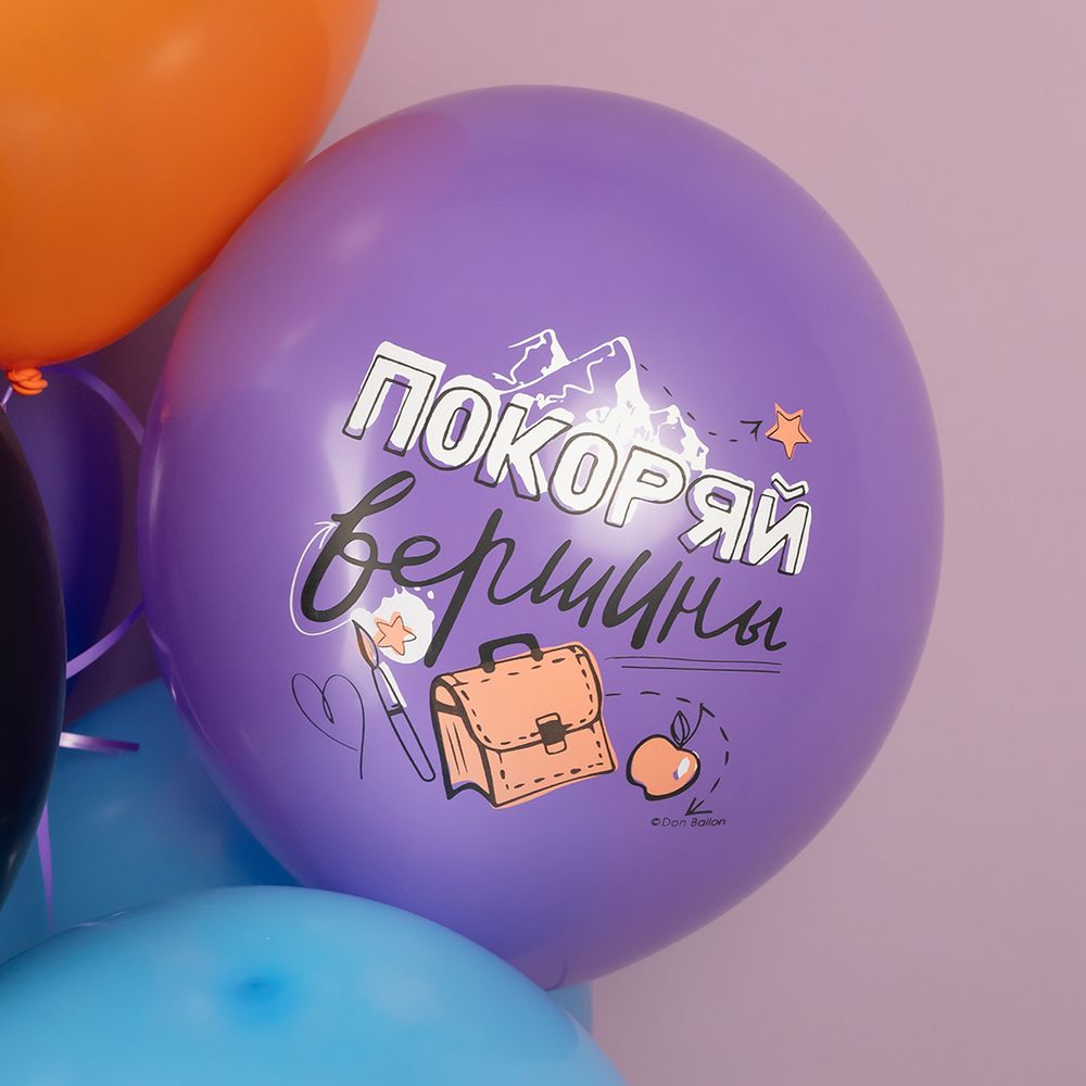 Шар (12''/30 см) Покоряй Вершины ..., Ассорти, пастель, 5 ст, 25 шт.