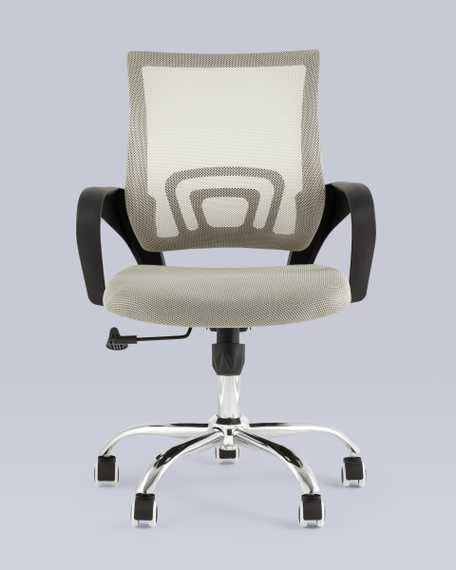 Компьютерное кресло TopChairs Simple New офисное серое в обивке из текстиля с сеткой, механизм качания Top Gun