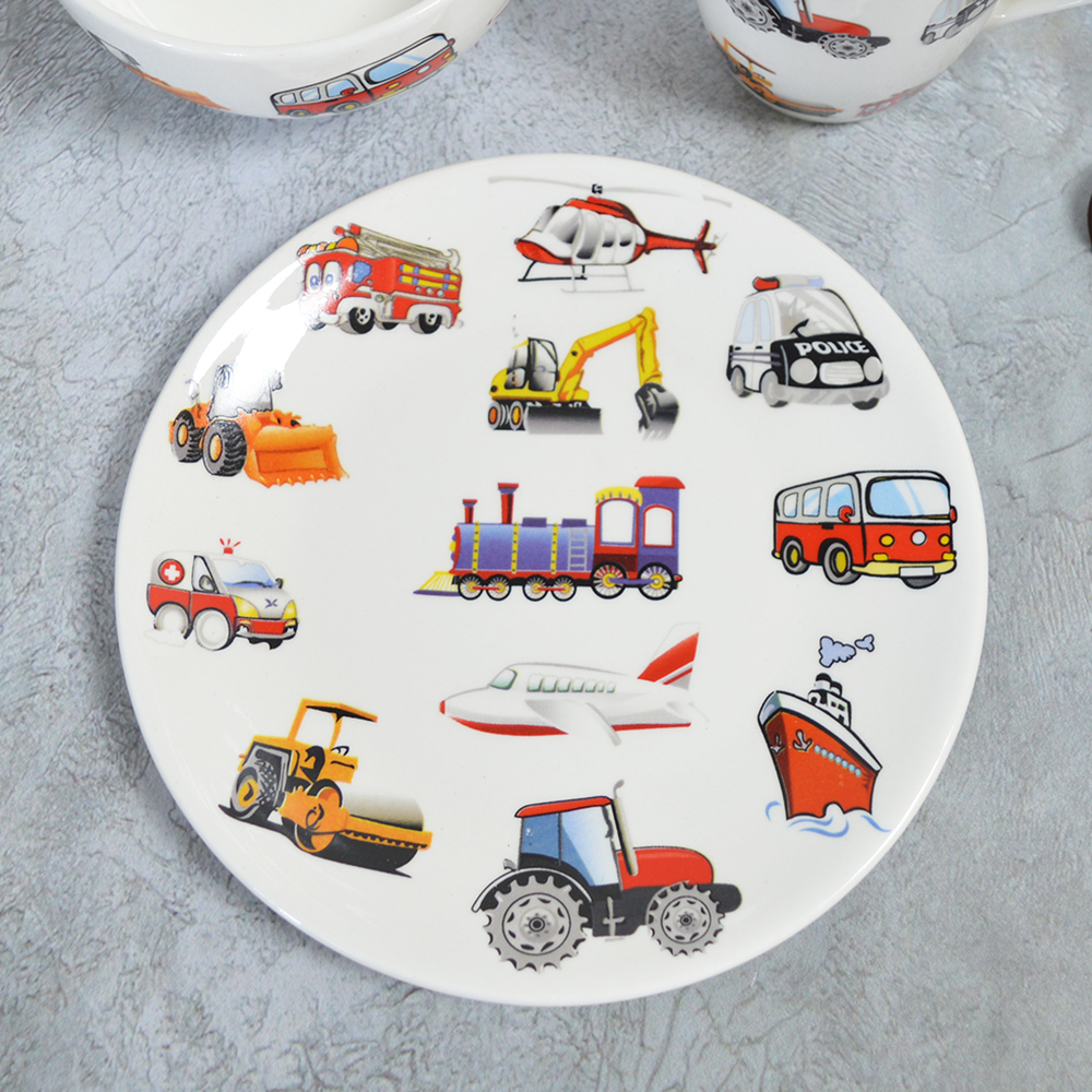 Набор керамической посуды 3 предмета: кружка 8*7см, тарелка плоская 18см, тарелка суповая 11*5.5см.