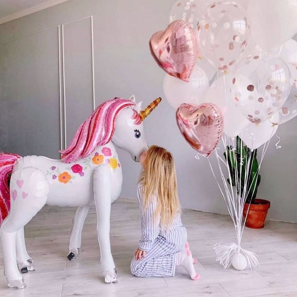 Фольгированный шар-фигура стоячая «Цветочный единорог» AIR, 117 см