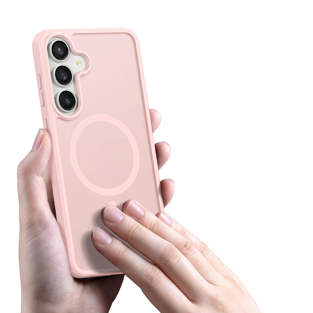 Прозрачный матовый чехол светло-розового цвета с MagSafe от Dux Ducis для Samsung Galaxy S25 FE, серия Yind Series Case