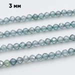 Фианит (кубический цирконий), цвет морской волны, размер 3 мм, цена за нить около 130 шт (38 см)